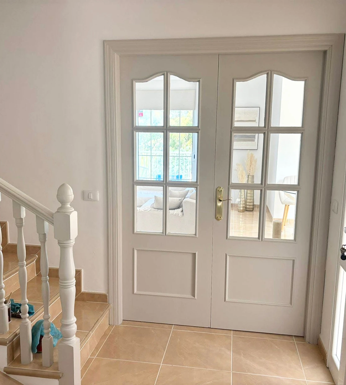 Door and staircase after painting