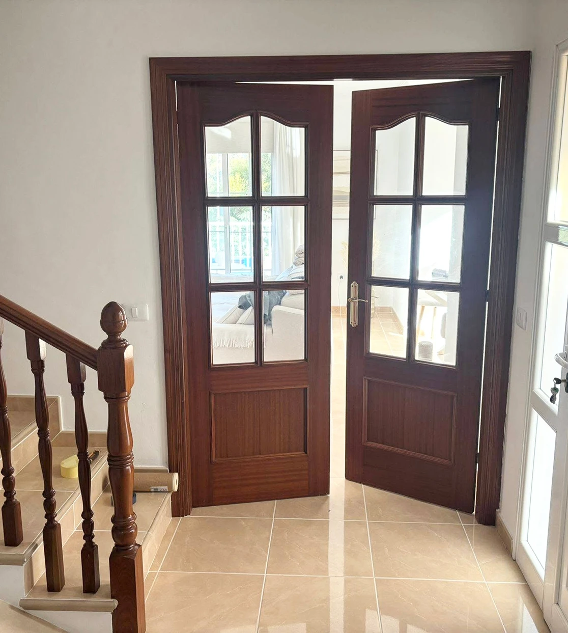 Door and staircase before painting